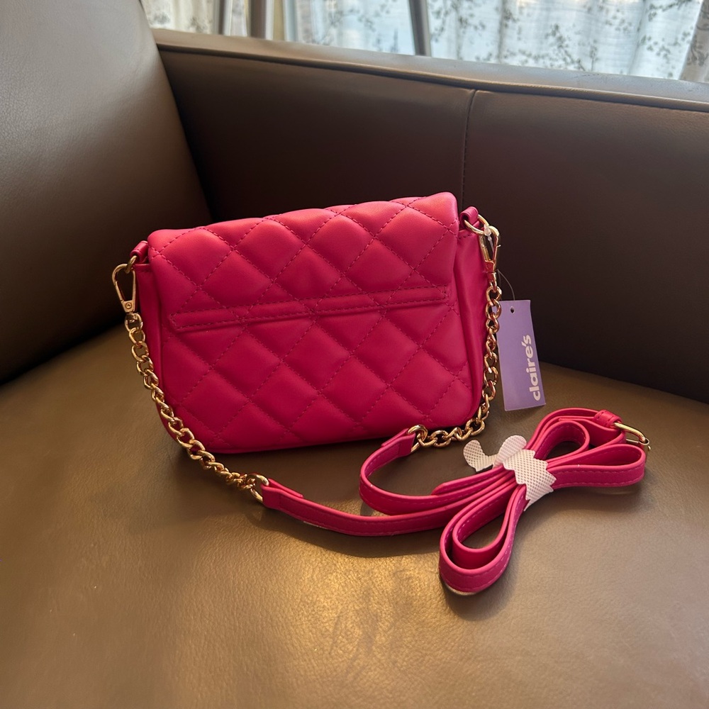 Hot Pink Quilted Crossbody Bag - Picture 5 of 16